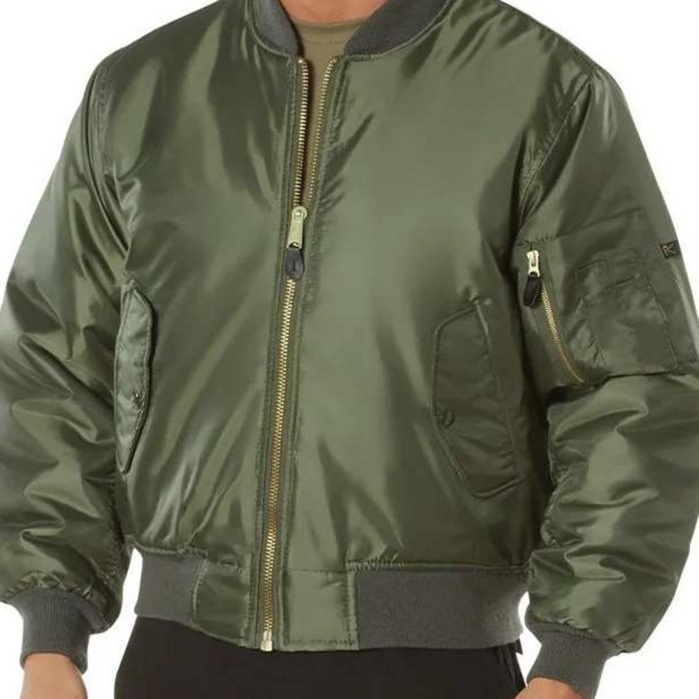 Rothco MA-1 Flight Jacket Mens XL Olive Green Reversible Orange Bomber Jacket